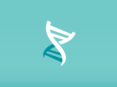 白色的DNA符号logo设计
